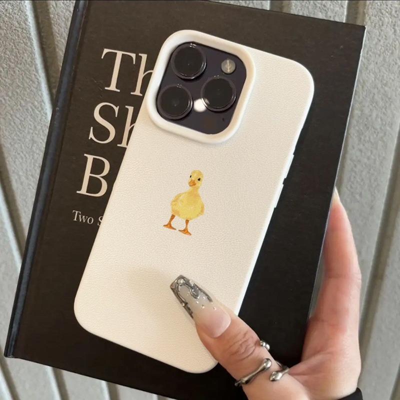 Phone Cases Yellow - シンプルで可愛い黄色いアヒルとライチ柄のソフトフォンケース iPhone 17 16 15 14
