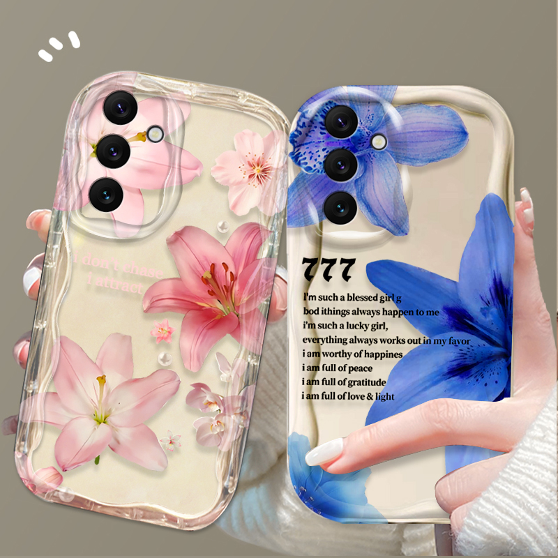 Phone Cases Samsung A14 - 美しいピンクのユリ柄スマホケース Samsung Galaxy A16 A06 A55
