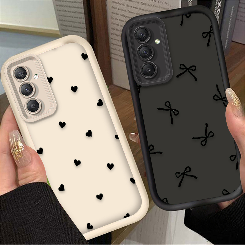 Phone Cases Samsung A14 - ブラックラブハートボウノットケース Samsung Galaxy A20 A30 A54