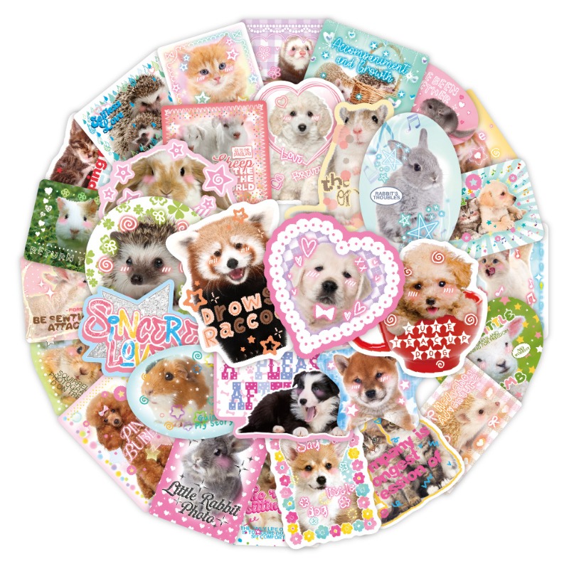 Phone Cases Kids - 50 ピース/セットかわいいファッションスクラップブックジャーナルステッカーかわいい本物の動物電話ケースギター荷物デカール DIY 装飾デカールキッズギフト