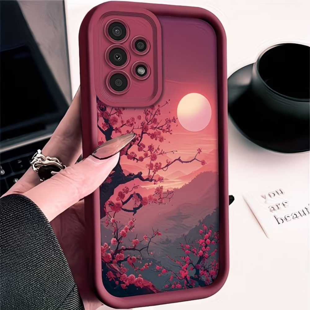 Phone Cases For Samsung S21 5G - サンセットマウンテンピーク落下防止レッドフォンケース Samsung Galaxy S26 S25 S24