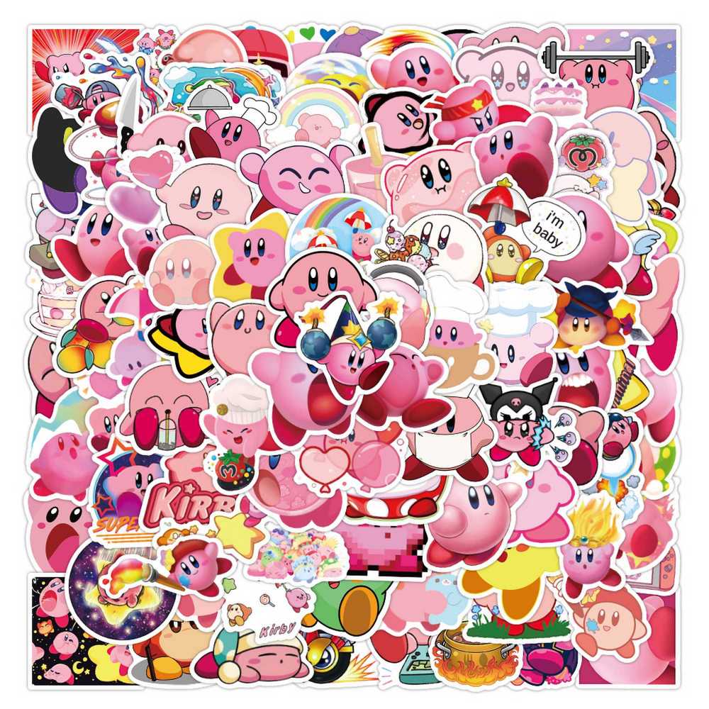 Phone Cases Kids - 100 個漫画ゲームカービィステッカーかわいいアニメデカール落書きノートブックスクラップブッキング冷蔵庫ラップトップ電話ケースかわいい子供のおもちゃギフト