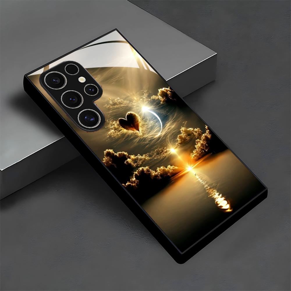 Phone Cases For Samsung S21 5G - 夕日の風景ガラス電話ケースサムスンギャラクシー S26 S25 S24 S22 S23