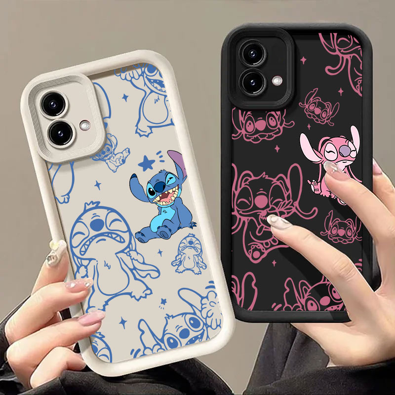 Phone Cases Motorola - スティッチとエンジェルの漫画風スマホケース Motorola Moto G06 G56 G86