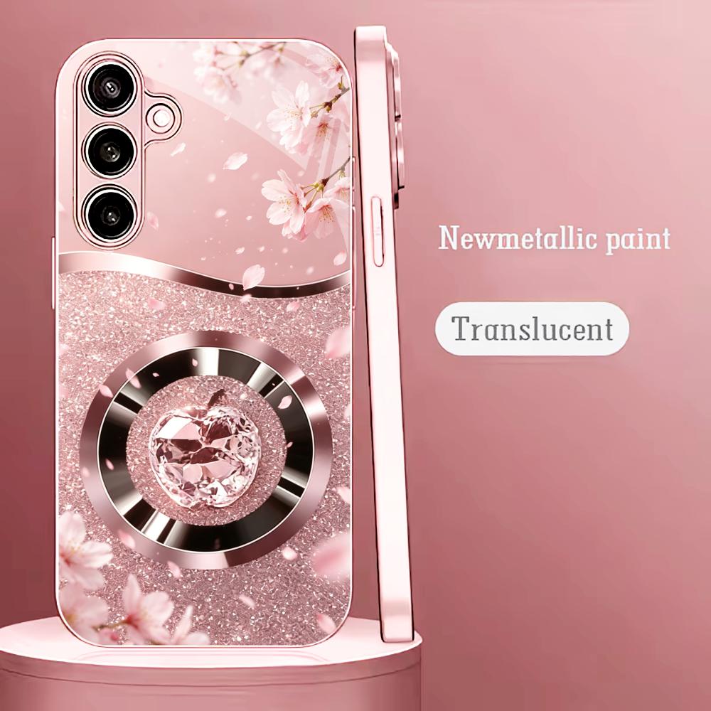 Phone Cases Quad Lock - ブロッサムグリッターアップルファッションフォンケースs26ウルトラケースクアッドロック 폰케이스ガラス Samsung Galaxy S26 S25