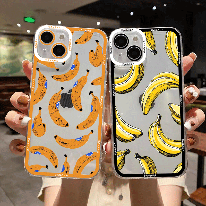 Phone Cases Yellow - 面白い黄色いバナナ柄のクリアスマホケース Samsung A14 A16 A36 A56
