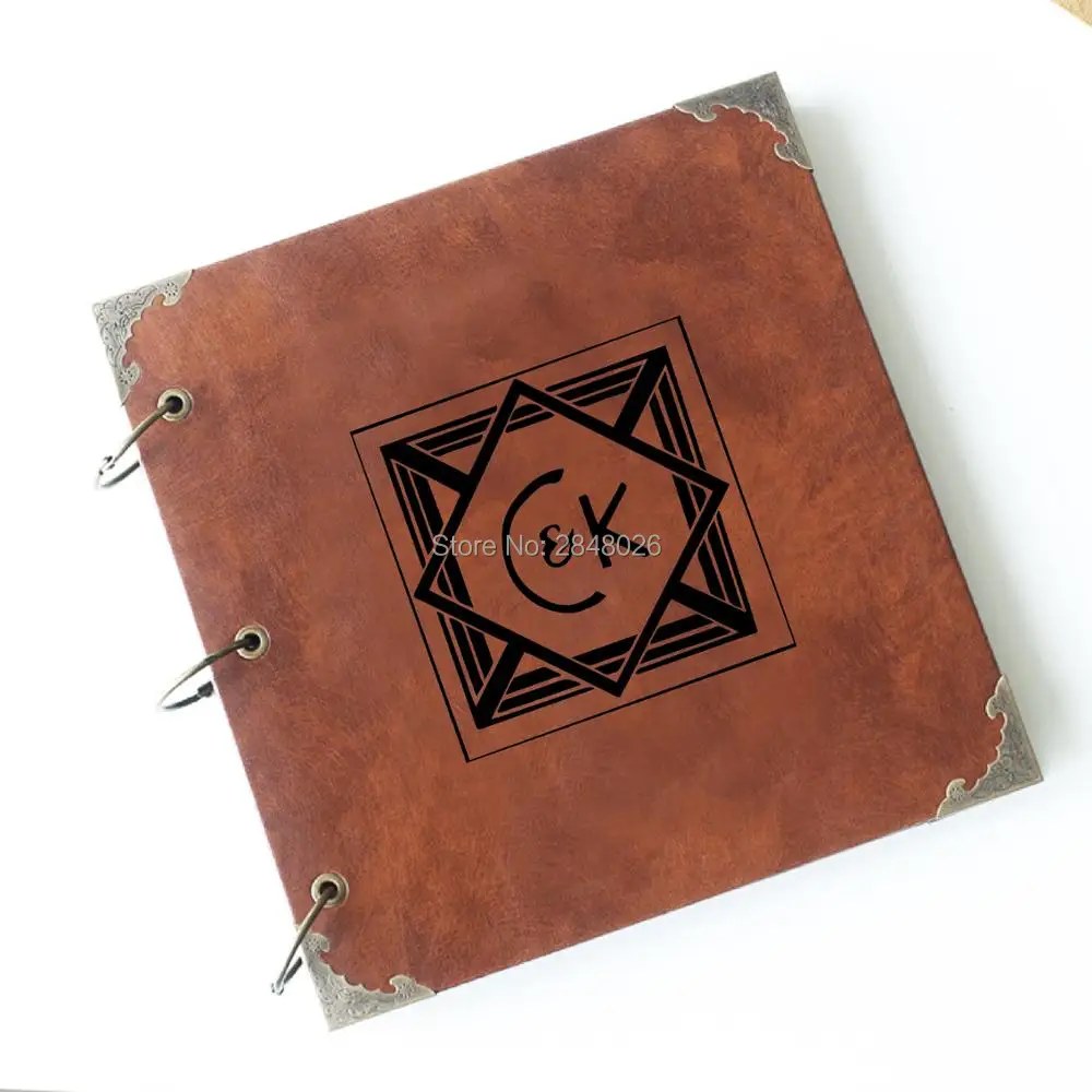 Monogram Custom Case - 50 ページの素朴なイニシャルパーソナライズされたモノグラム彫刻レザーフォトアルバム、カスタム結婚式のゲストブック、カップルへのギフト