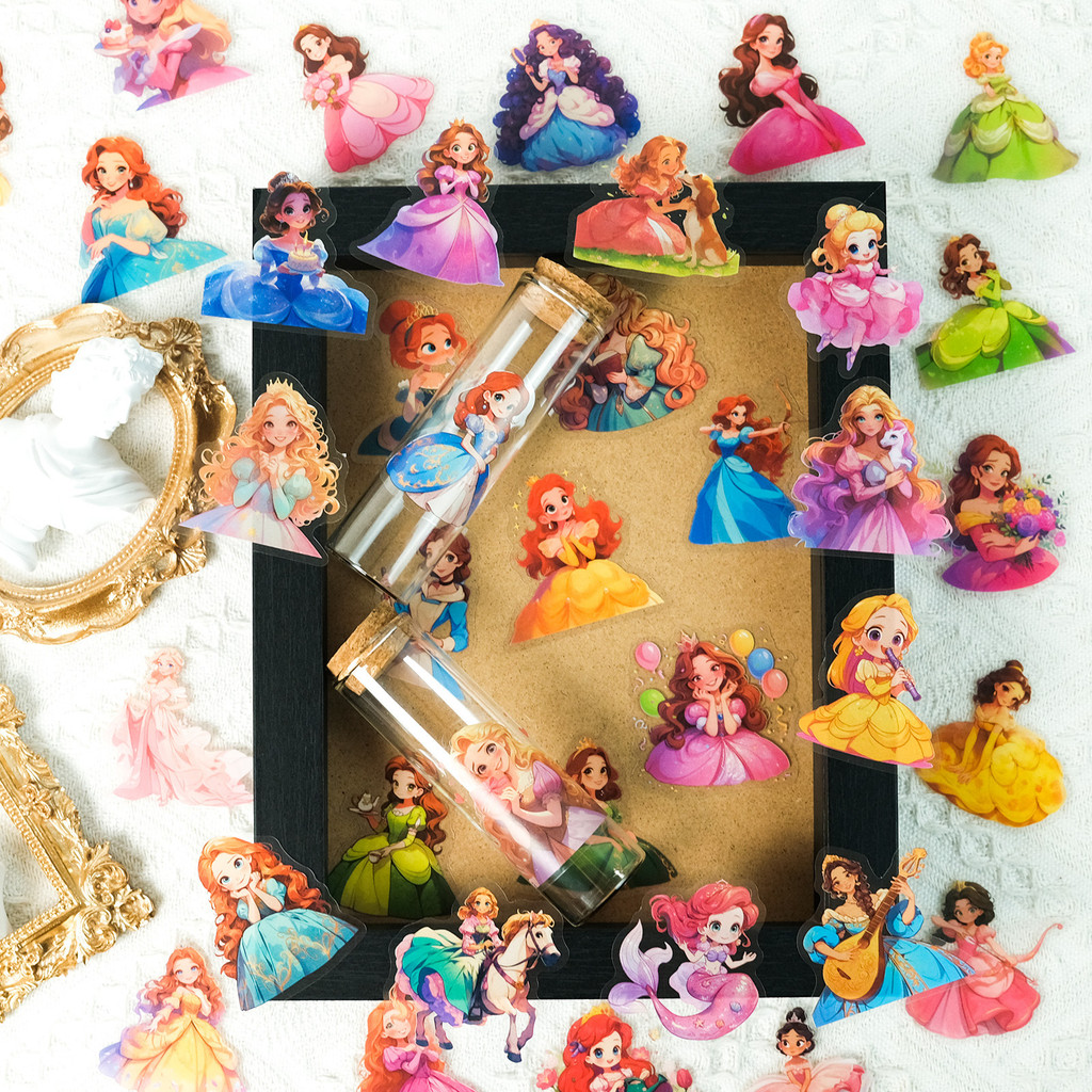 Phone Cases Kids - 50枚入り おとぎ話のプリンセス 透明防水ステッカー - 子供用ご褒美デカール ノート、電話ケース用