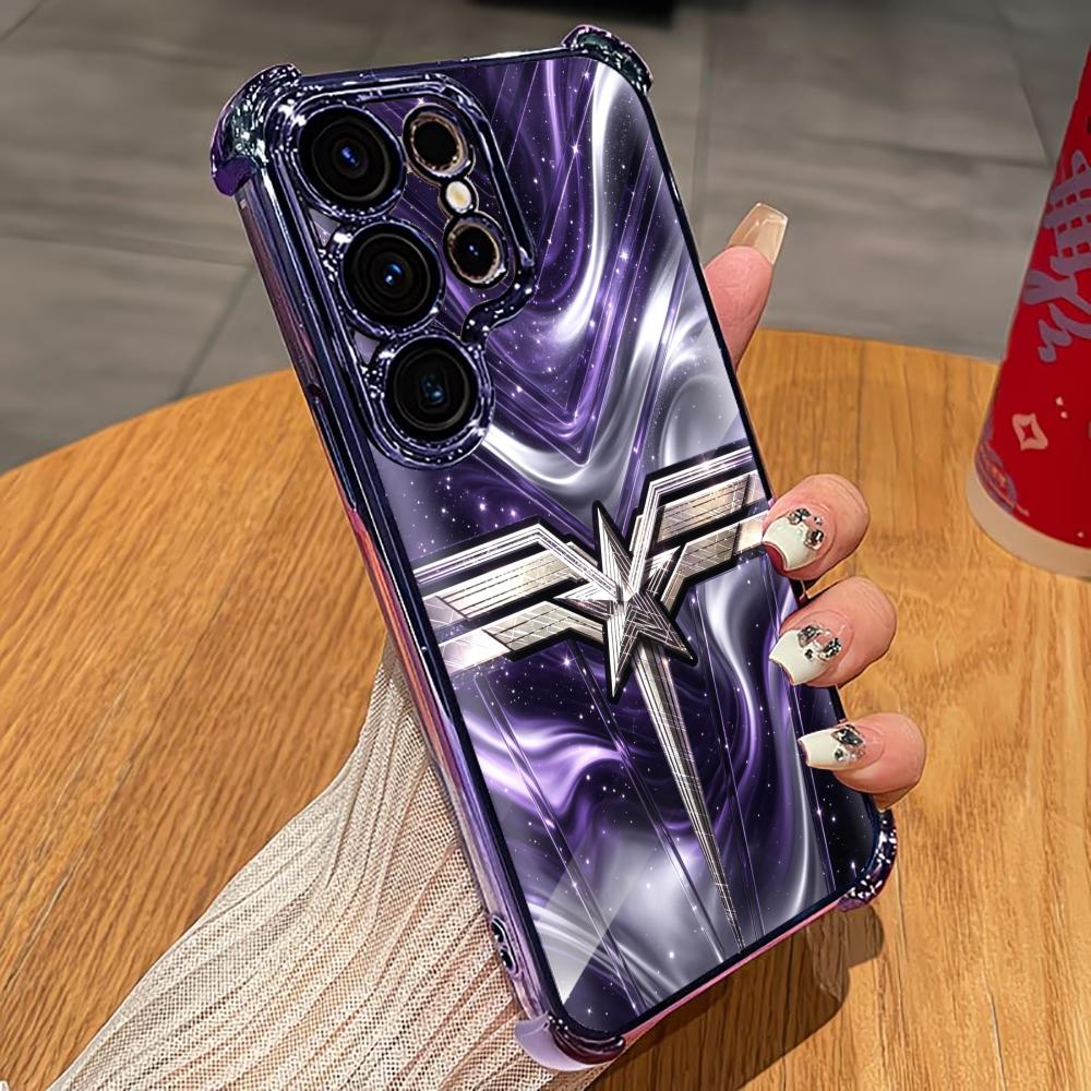 Phone Cases Quad Lock - 紫の宇宙星柄スマホケース S26 Ultraケース 폰케이스 クアッドロックガラス Samsung