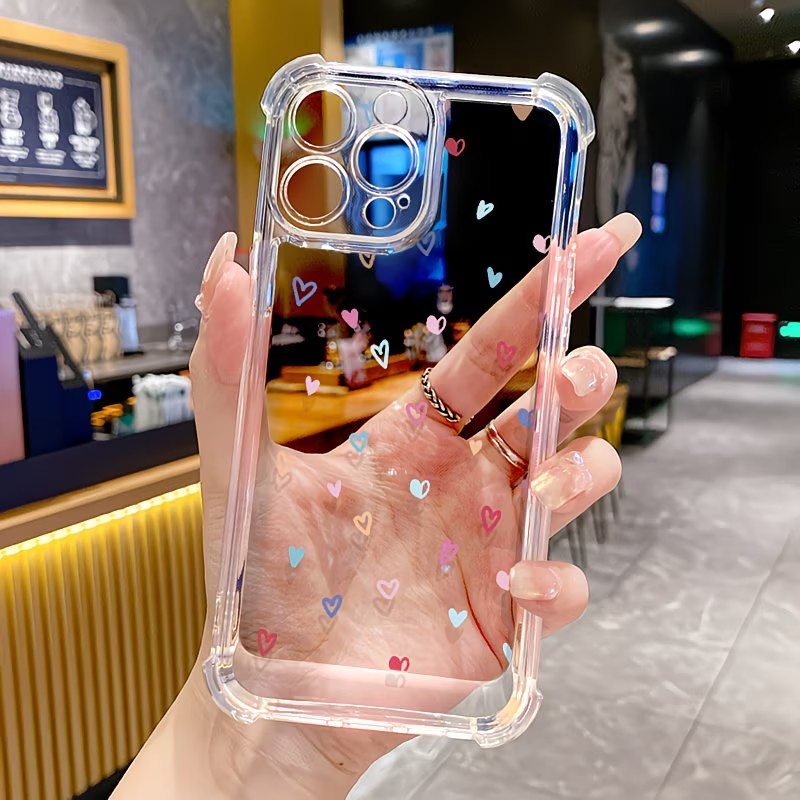 Phone Cases Xs - 透明コーナーバンパー カラフルハート柄 iPhoneケース iPhone 17 16