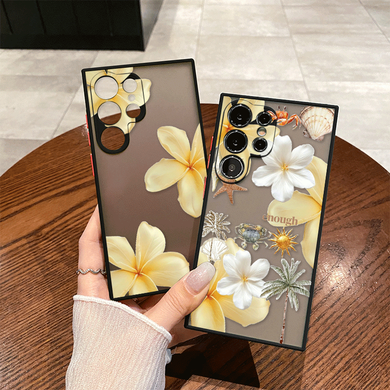Phone Cases Yellow - 新鮮な花柄の夏らしい黄色の花柄プリントのスマホケース、Samsung Galaxy S26 S25 S24+ S23