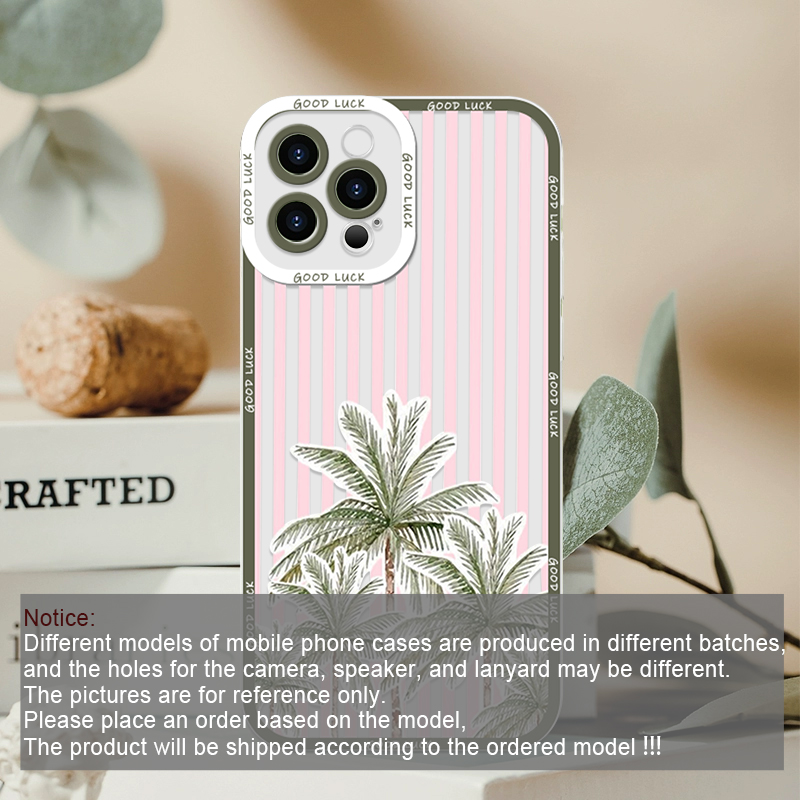 夏のヤシの木とココナッツ柄のストライププリントクリアスマホケ - Phone Cases Samsung A14 のレビューと価格