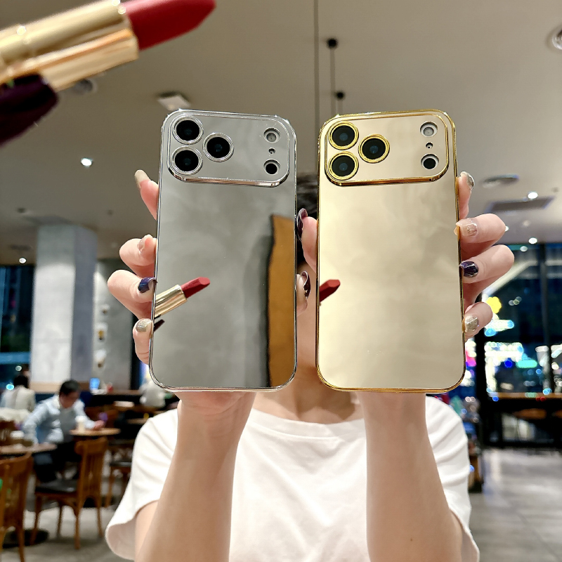 高級無地耐衝撃メイクアップミラー付きスマホケース iPhon - Phone Cases Best のレビューと価格