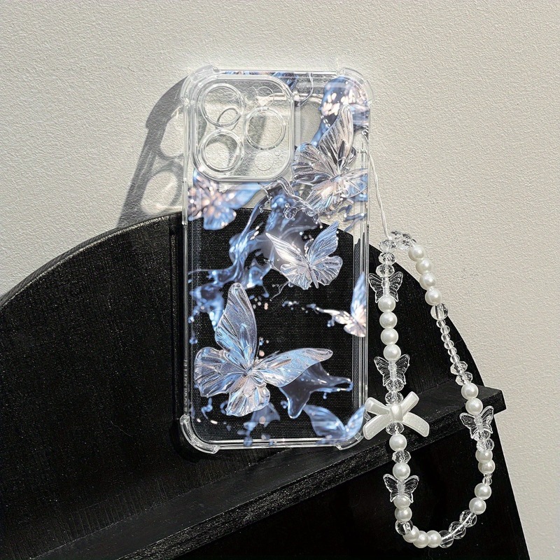 青い蝶の透明なスマホケース iPhone 17 16 15  - Phone Cases Best のレビューと価格