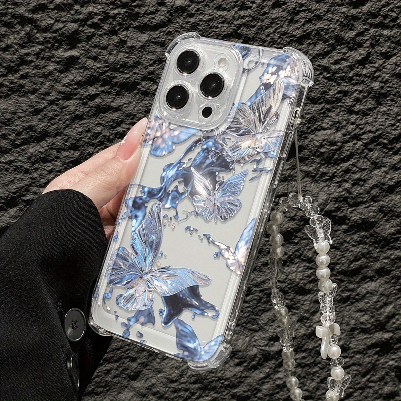 青い蝶の透明なスマホケース iPhone 17 16 15  - Phone Cases Best のレビューと価格