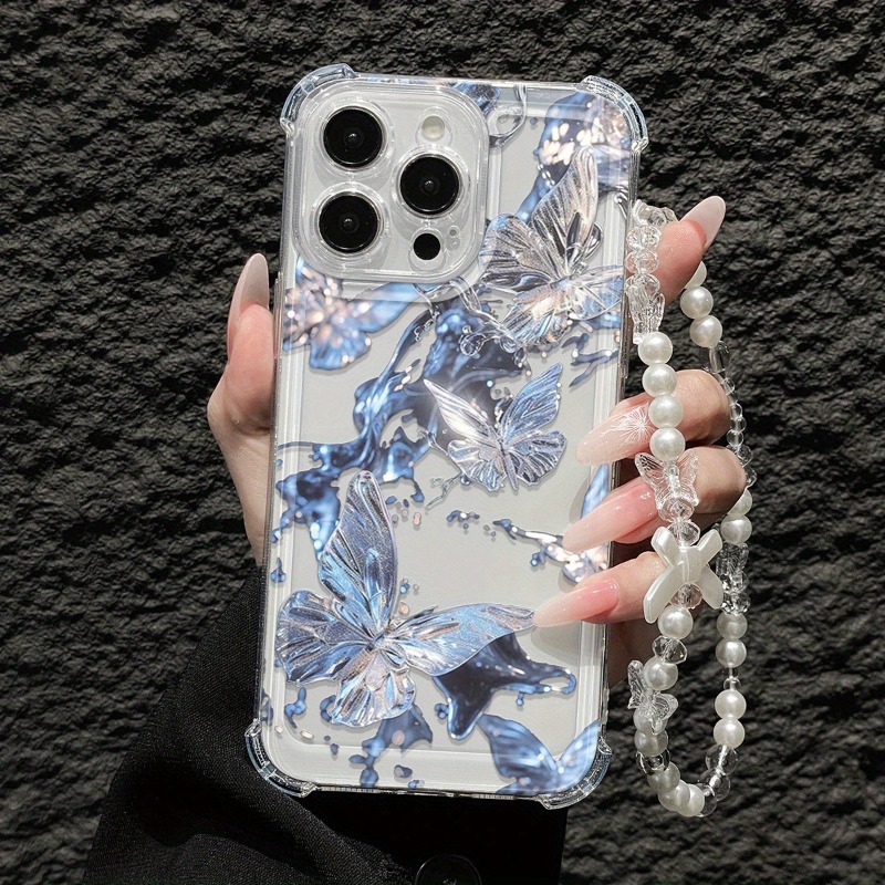 青い蝶の透明なスマホケース iPhone 17 16 15  - Phone Cases Best のレビューと価格