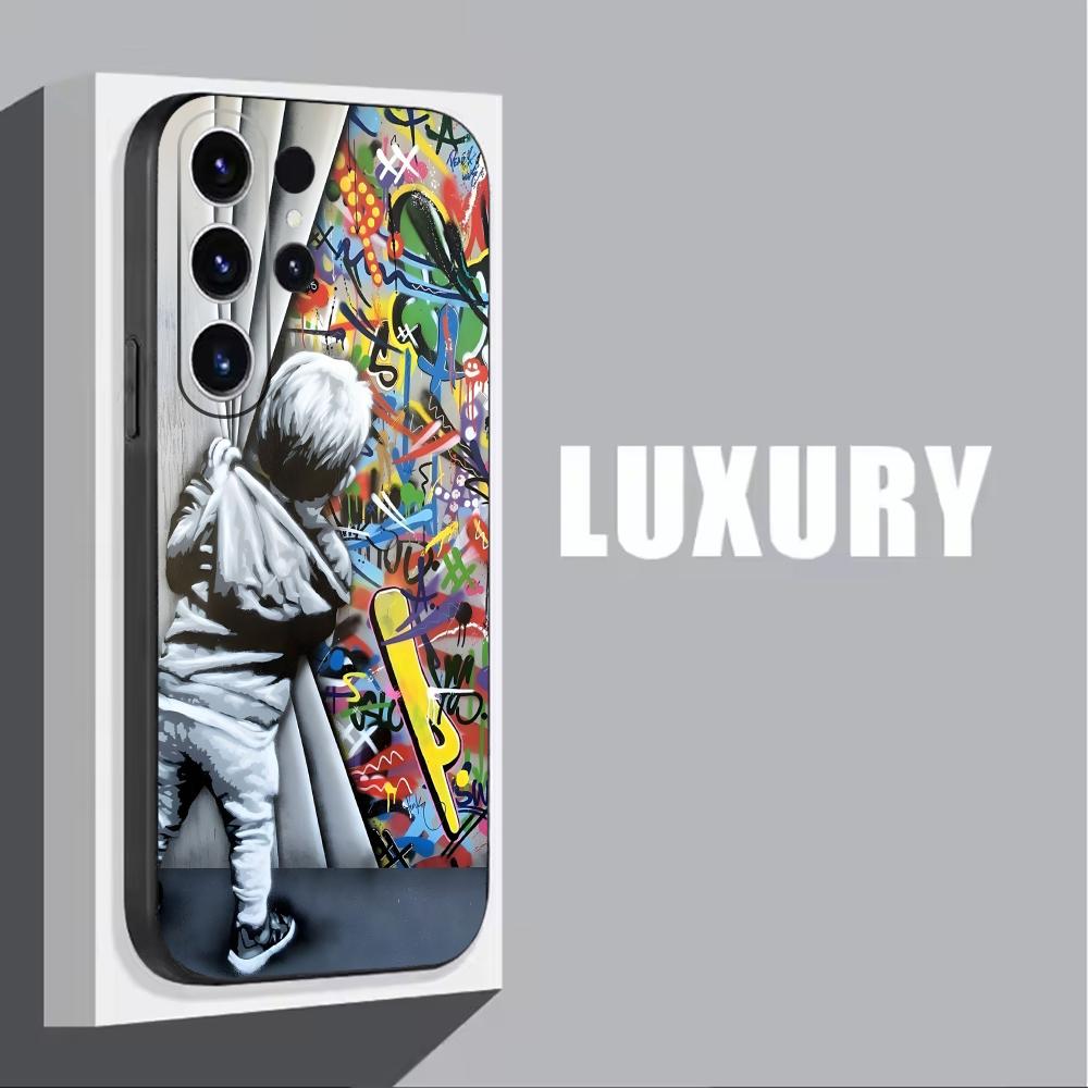 バンクシー落書きアート電話ケースサムスンギャラクシー S25 - Phone Cases Samsung S25 のレビューと価格