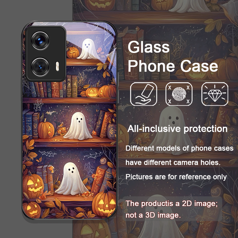 ハロウィン パンプキン ゴースト 本棚 強化ガラス製 スマホ - Phone Cases Motorola のレビューと価格
