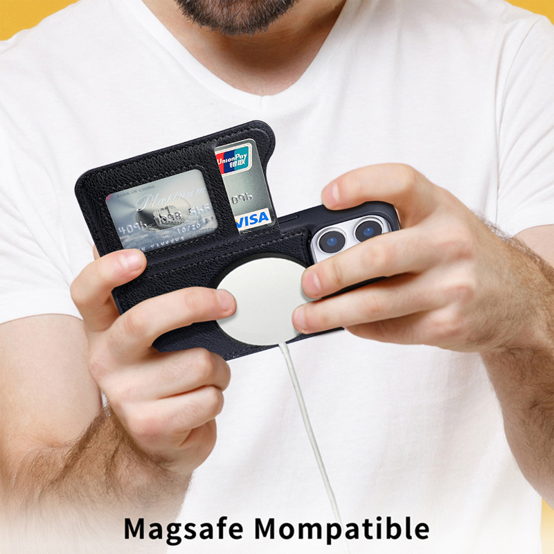 MagSafe対応 マグネット式フリップレザーウォレットカー - Phone Cases That Hold Cards のレビューと価格