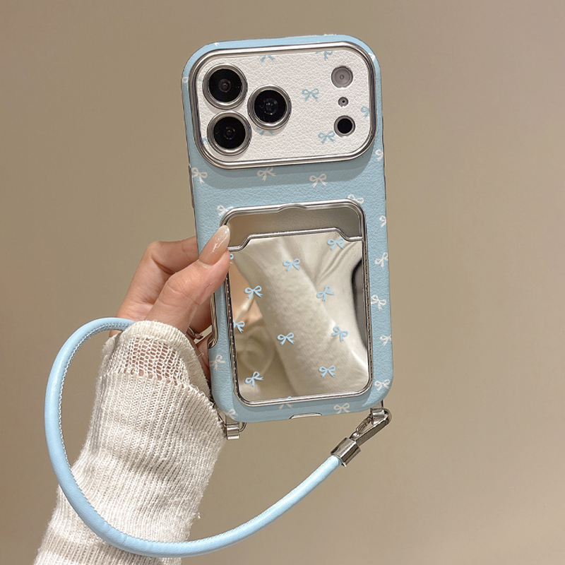 可愛いリボン付きミラーカードホルダー付きiPhone17/1 - Phone Cases That Hold Cards のレビューと価格