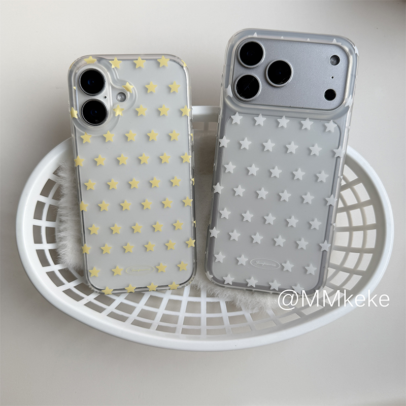 韓国風イエロー＆ホワイトスター柄iPhoneケース iPho - Phone Cases Yellow のレビューと価格