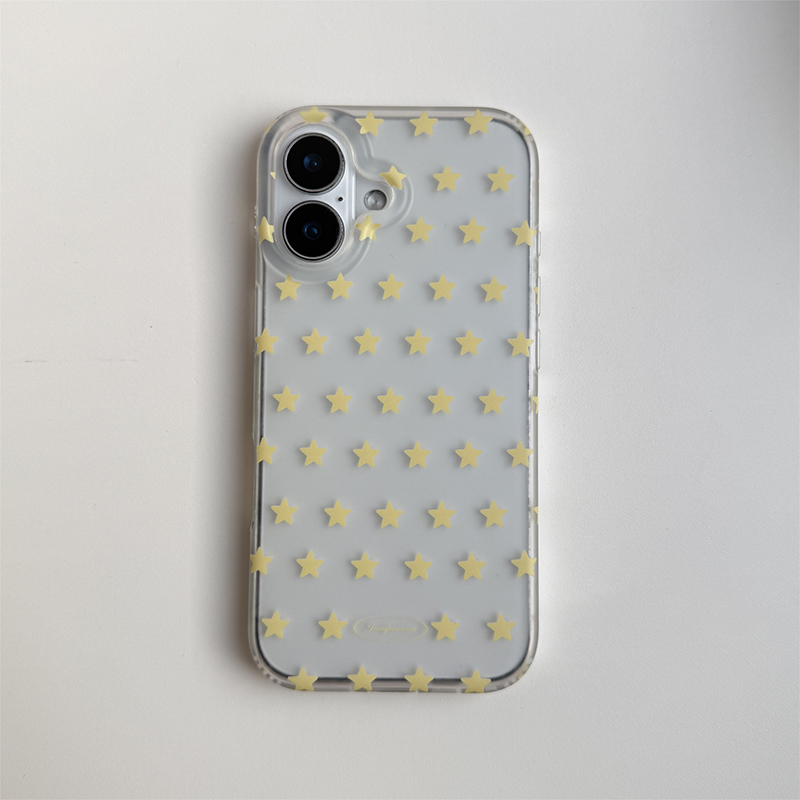 韓国風イエロー＆ホワイトスター柄iPhoneケース iPho - Phone Cases Yellow のレビューと価格