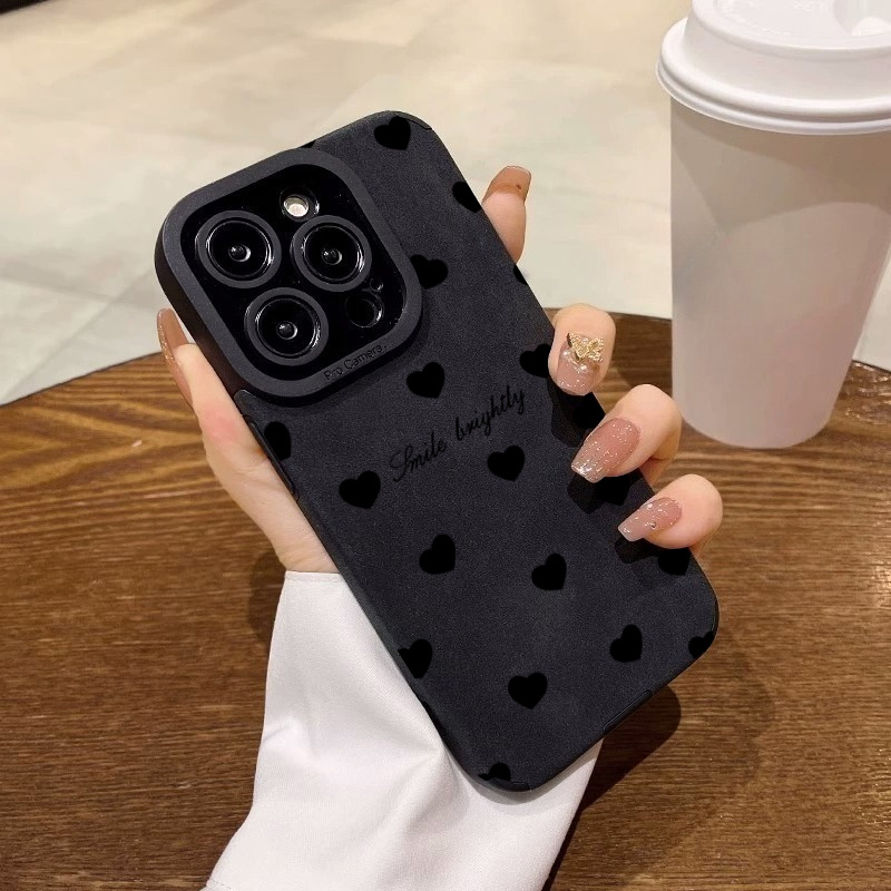 新型高級ブラックラブハートソフトフォンケース iPhone  - Phone Cases Best のレビューと価格