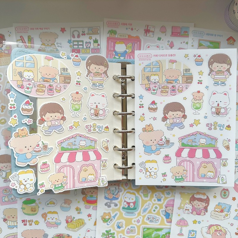 かわいい漫画の女の子と動物の日常生活シリーズステッカー スク - Phone Cases Kids のレビューと価格