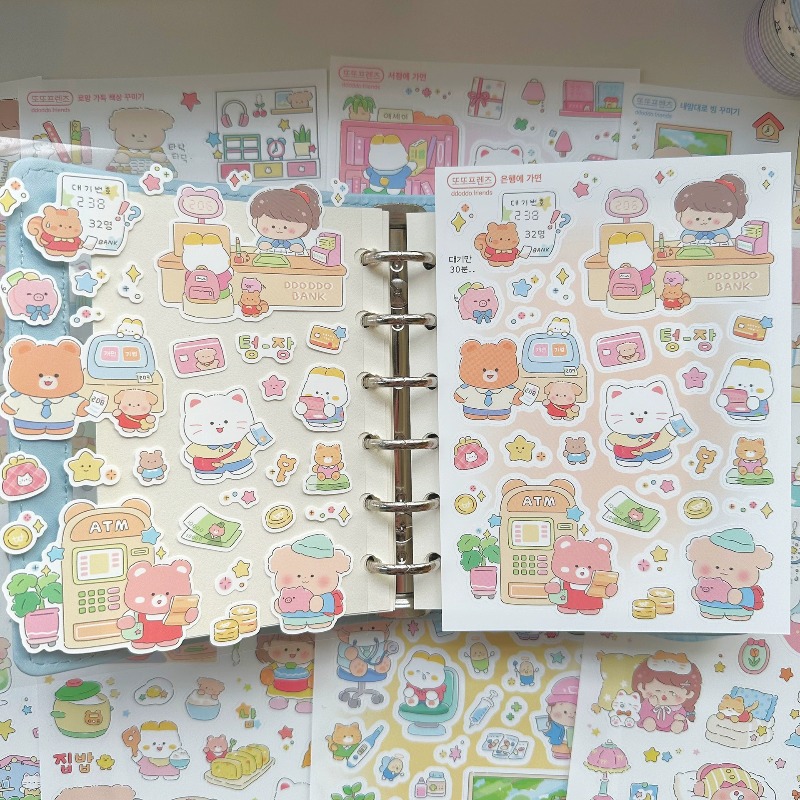 かわいい漫画の女の子と動物の日常生活シリーズステッカー スク - Phone Cases Kids のレビューと価格