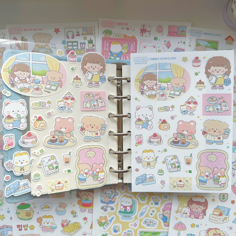 かわいい漫画の女の子と動物の日常生活シリーズステッカー スク - Phone Cases Kids のレビューと価格
