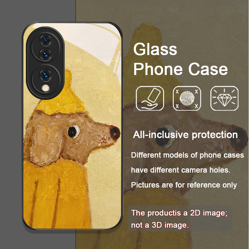 油絵風黄色い犬と黒い猫の強化ガラス製スマホケース Redmi - Phone Cases Yellow のレビューと価格