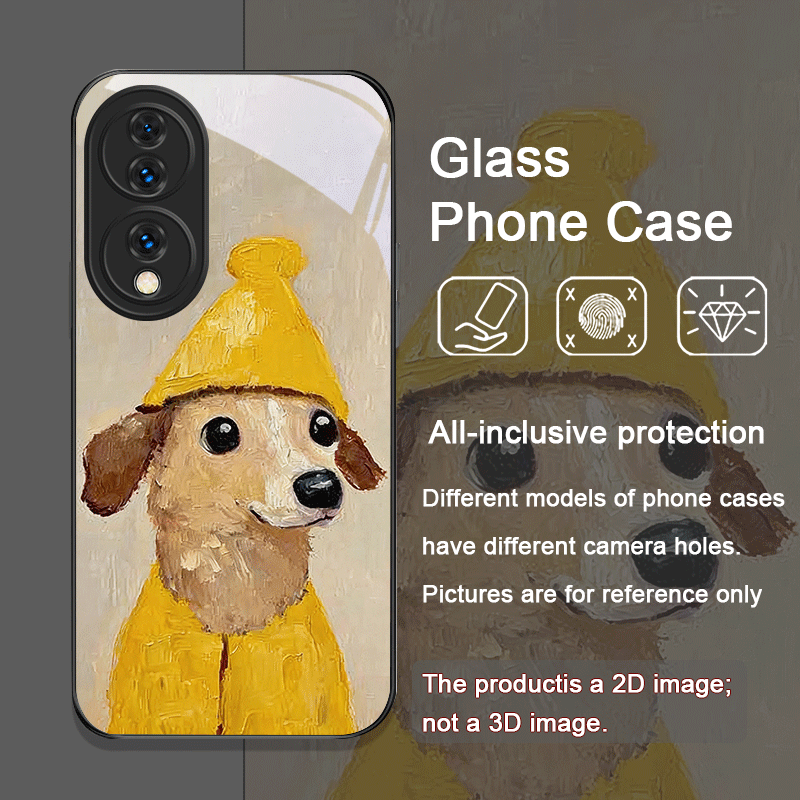 油絵風黄色い犬と黒い猫の強化ガラス製スマホケース Redmi - Phone Cases Yellow のレビューと価格