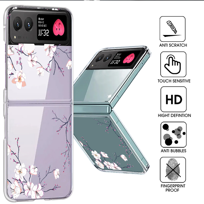 白い花柄電話ケースモトローラ Razr 60 50 40 ウ - Phone Cases Motorola のレビューと価格