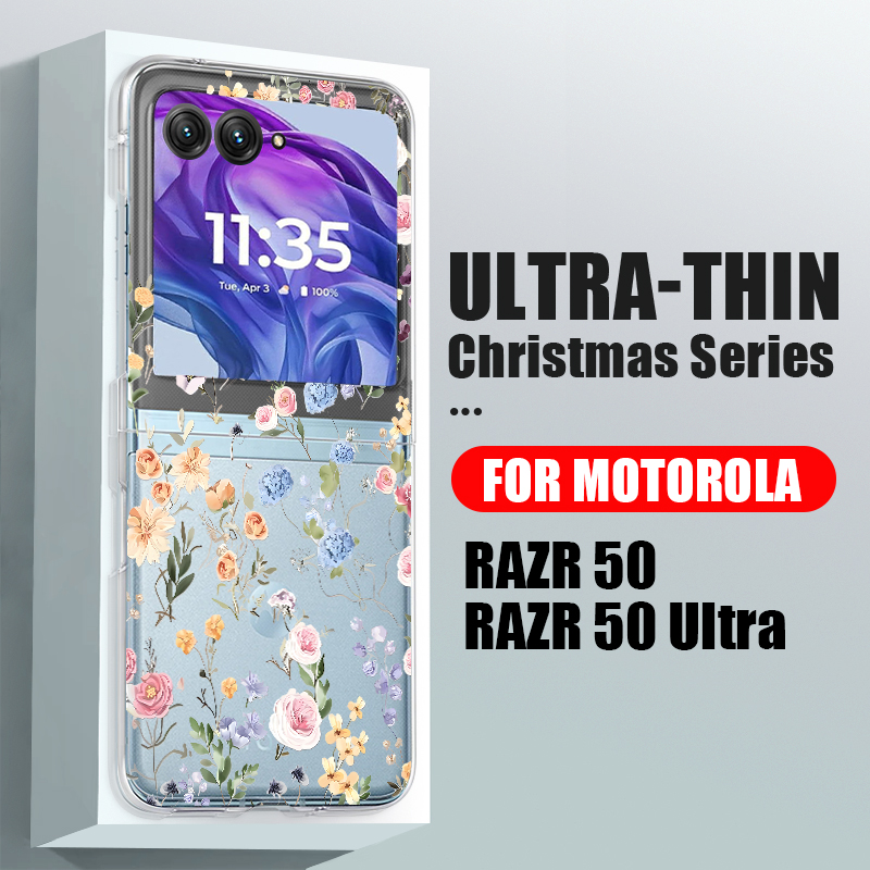 白い花柄電話ケースモトローラ Razr 60 50 40 ウ - Phone Cases Motorola のレビューと価格