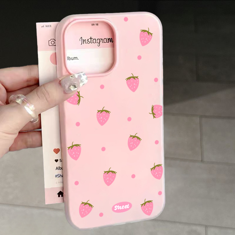 甘いピンクのイチゴ柄スマホケース iPhone 17 11  - Phone Cases Xs のレビューと価格