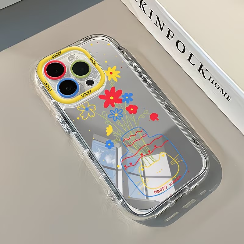夏のデイジー柄猫花瓶デザインミラー付きスマホケース iPho - Phone Cases Xs のレビューと価格