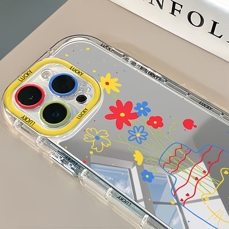 夏のデイジー柄猫花瓶デザインミラー付きスマホケース iPho - Phone Cases Xs のレビューと価格