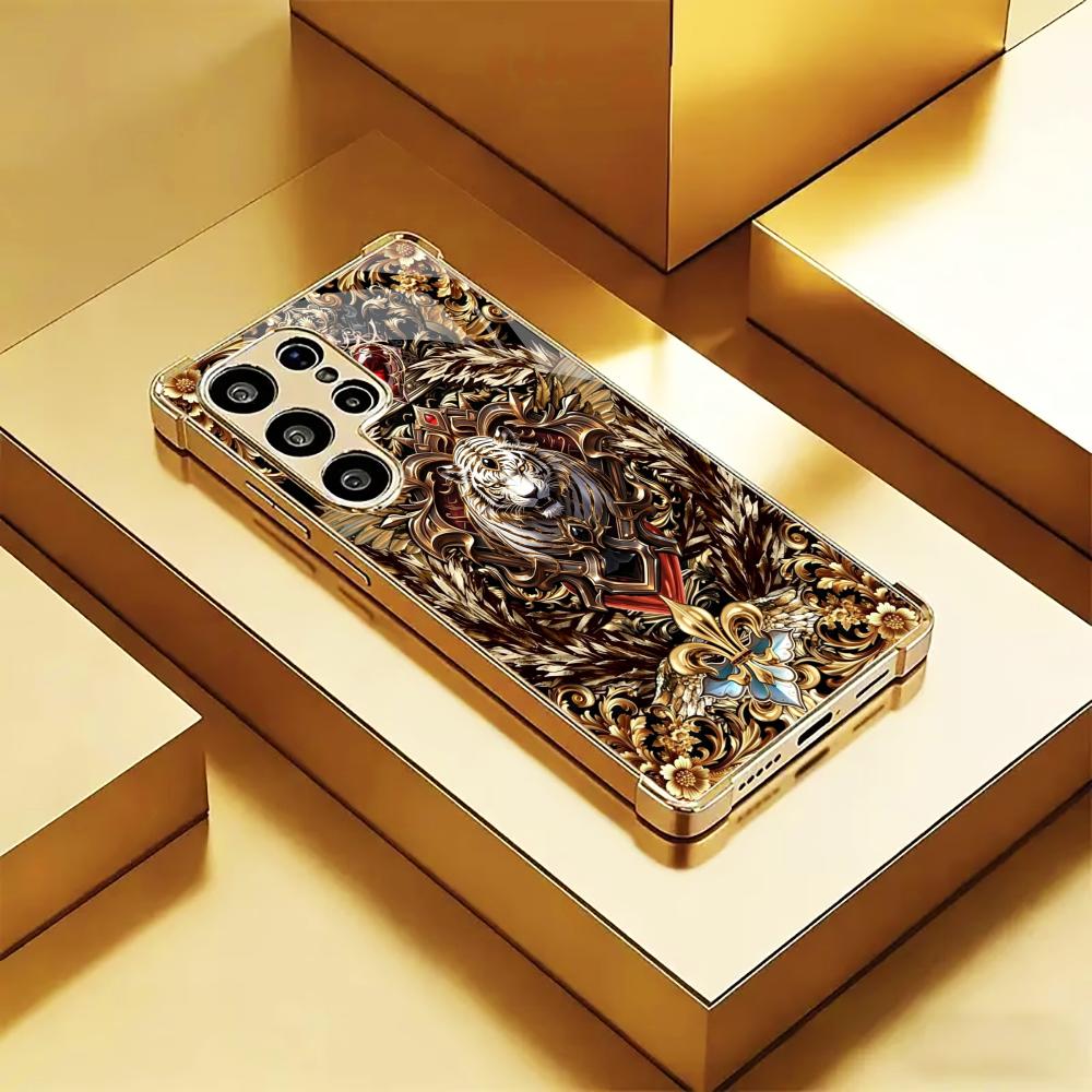 花柄ゴールデンタイガーファッションスマホケース s26 ul - Phone Cases Quad Lock のレビューと価格