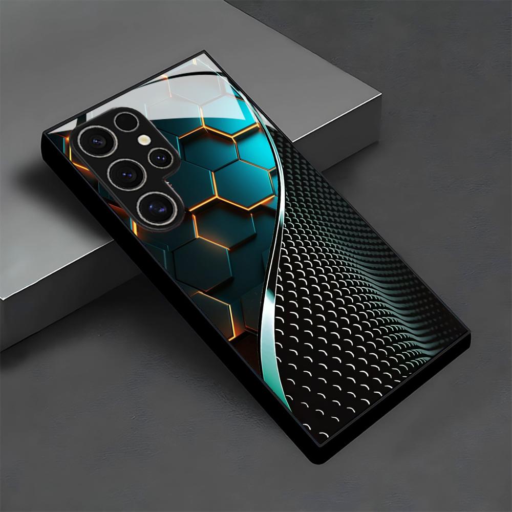 創造的なハニカム木目模様ガラス製スマホケース Samsung - Phone Cases For Samsung S21 5G のレビューと価格