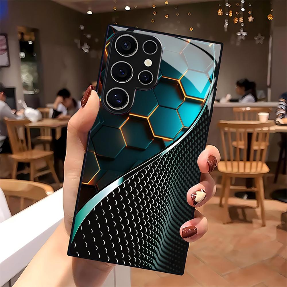 創造的なハニカム木目模様ガラス製スマホケース Samsung - Phone Cases For Samsung S21 5G のレビューと価格