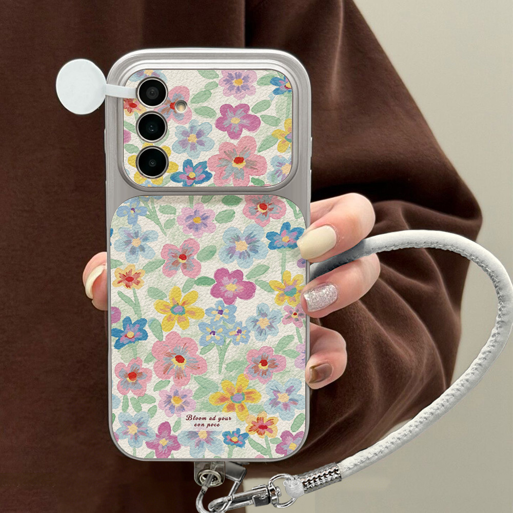 カラフルな花柄レザー携帯電話ケース Samsung S26  - Phone Cases Samsung S25 のレビューと価格