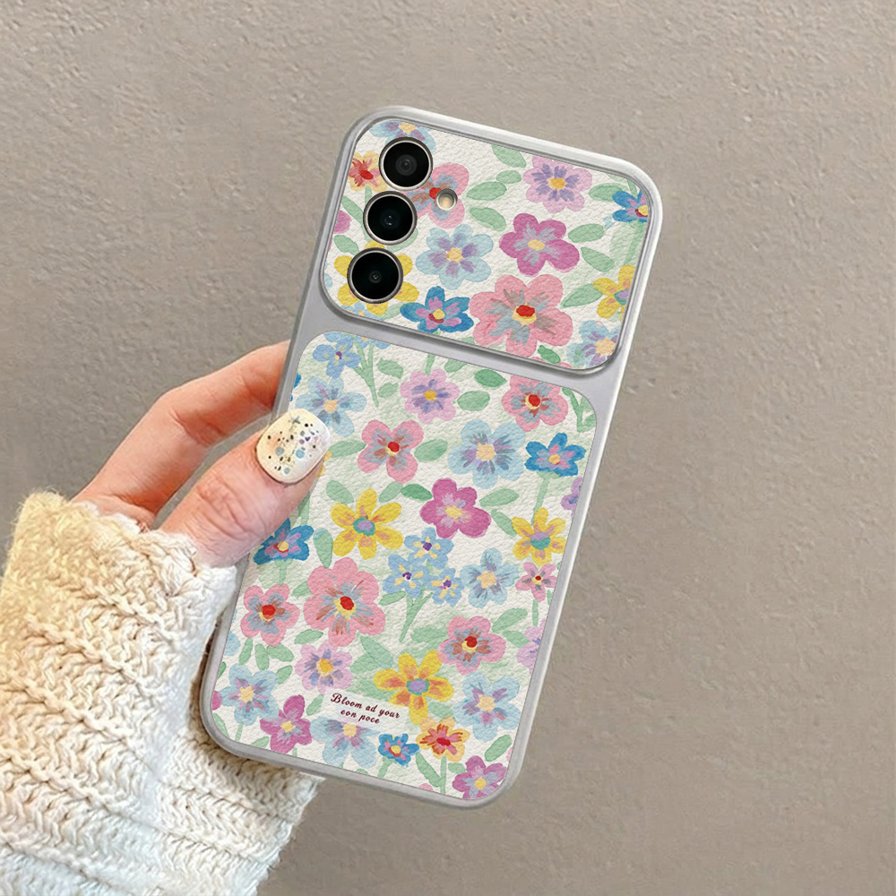 カラフルな花柄レザー携帯電話ケース Samsung S26  - Phone Cases Samsung S25 のレビューと価格