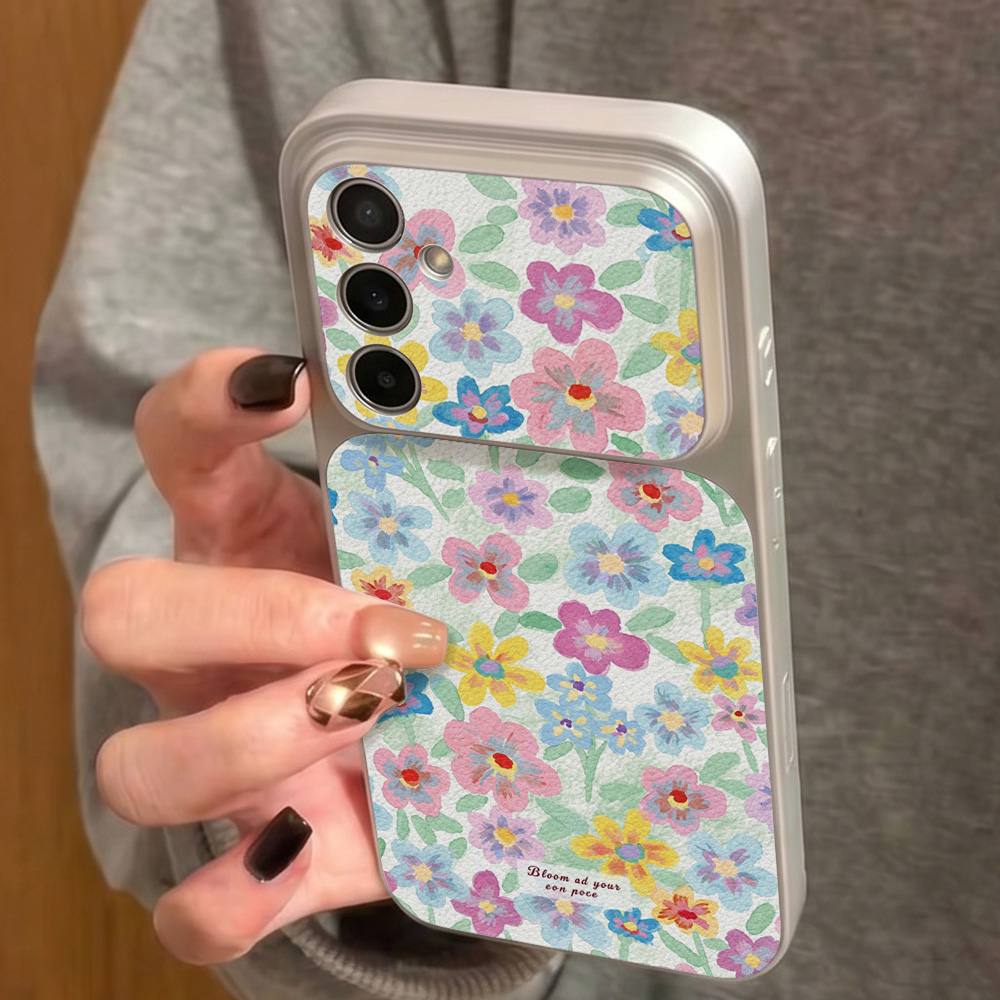 カラフルな花柄レザー携帯電話ケース Samsung S26  - Phone Cases Samsung S25 のレビューと価格