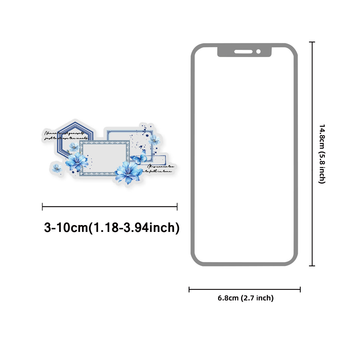 ブルーの花柄ガールステッカー10枚。ラップトップ、電話ケース - Phone Cases Kids のレビューと価格