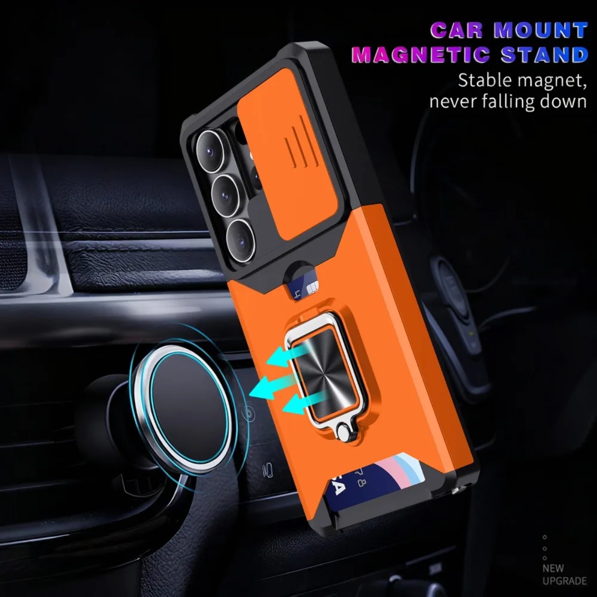 カードスロットリングホルダー付きスライドカメラカバー搭載スマ - Phone Cases That Hold Cards のレビューと価格
