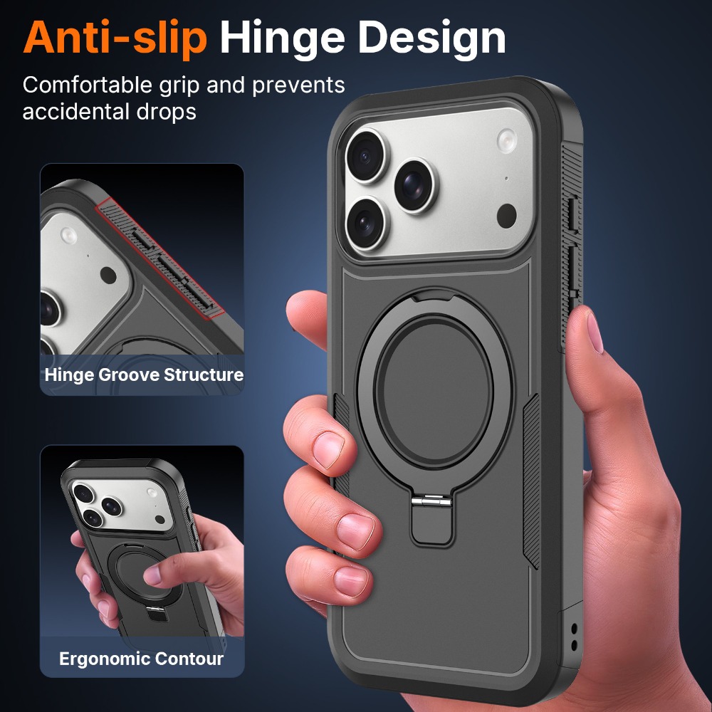 マットメタルリングホルダー付きマグネット式iPhoneケース - Phone Cases Heavy Duty のレビューと価格