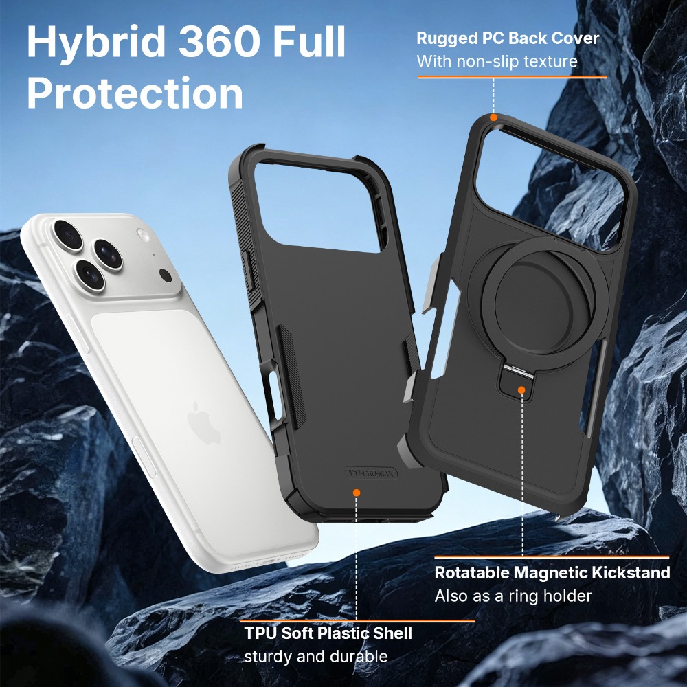 マットメタルリングホルダー付きマグネット式iPhoneケース - Phone Cases Heavy Duty のレビューと価格