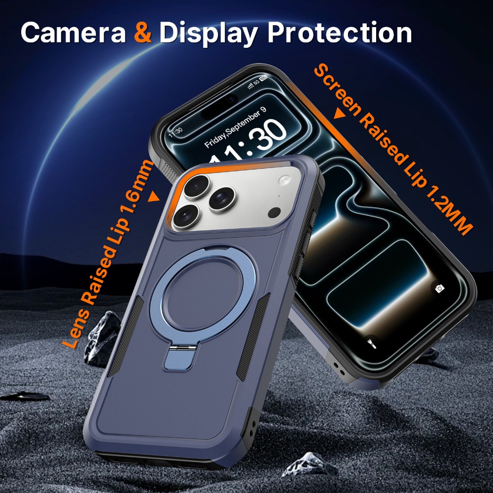マットメタルリングホルダー付きマグネット式iPhoneケース - Phone Cases Heavy Duty のレビューと価格