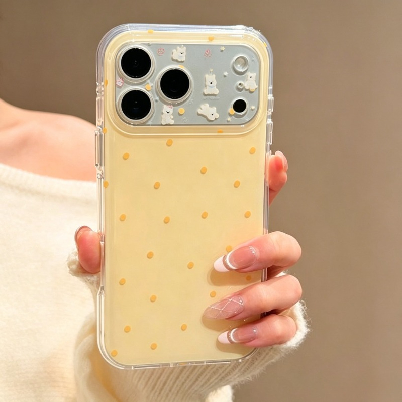 おしゃれで可愛い黄色の水玉模様保護電話ケース iPhone  - Phone Cases Yellow のレビューと価格