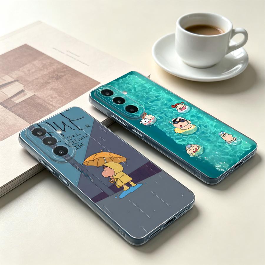 黄色い傘を持つ少年のスマホケース（Samsung Galax - Phone Cases Yellow のレビューと価格